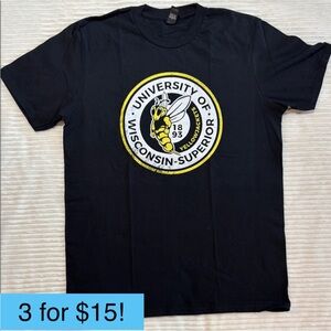 University of Wisconsin Superior Yellowjackets Black Short Sleeve T-Shirt Medium